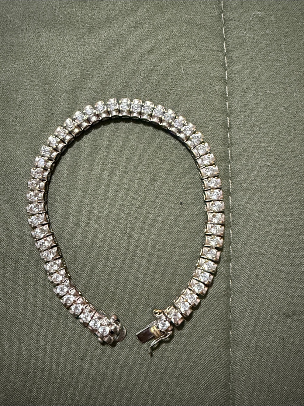 Vintage Silver Clear Crystal Tennis Bracelet